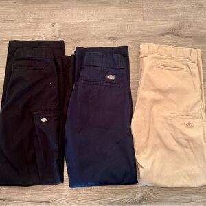 Dickies Work Pants Trio in Black, Khaki, and Navy